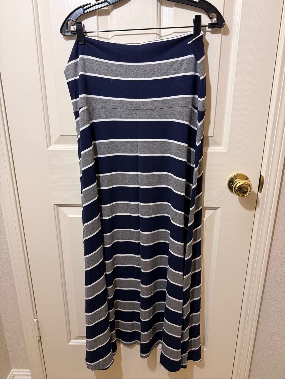 GAP Navy and Gray Striped Maxi Skirt